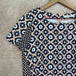 BODEN Geometric‎ Shift Dress Size 8 Retro Short Sleeve Knee Length Mix Print